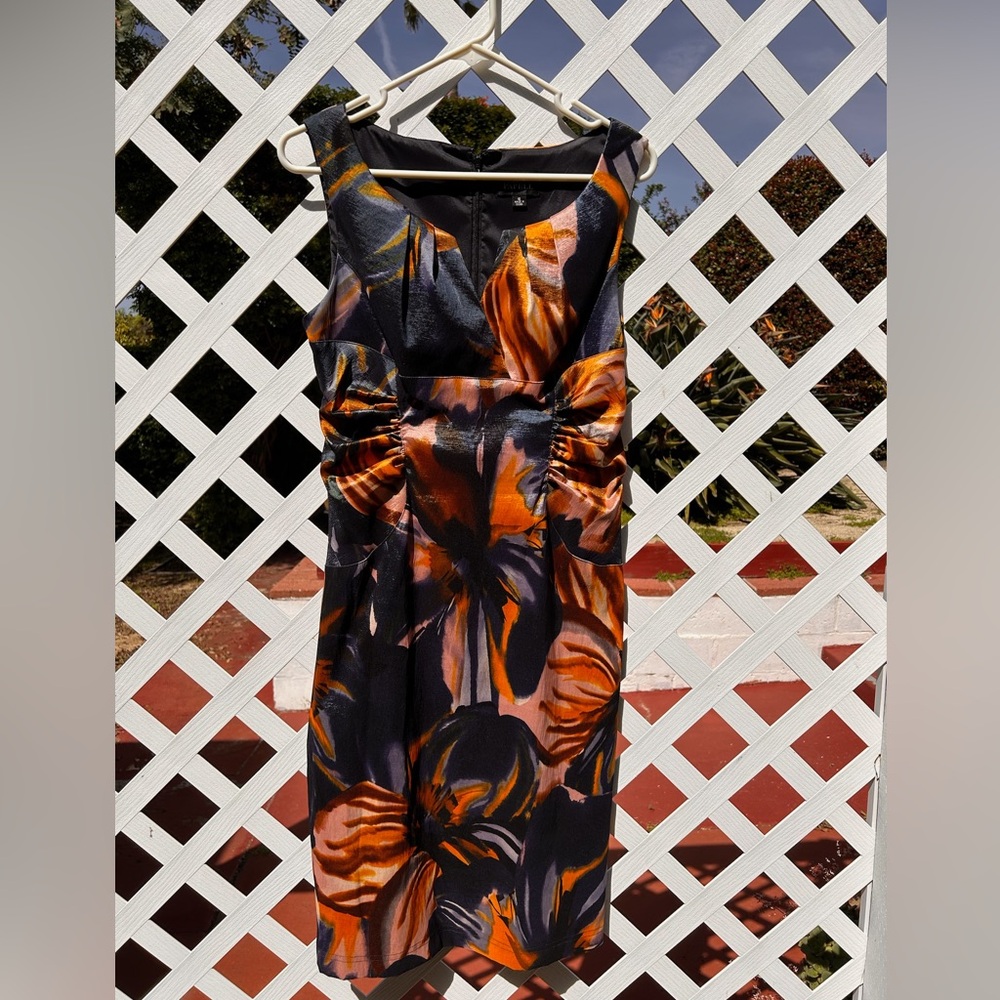 Autumnal cocktail wedding guest dress